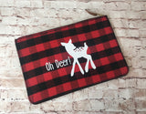 Buffalo Plaid Spotted Deer "Oh Deer!" Flannel Clutch