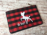 Buffalo Plaid Jumping Deer "Oh Deer!" Flannel Clutch