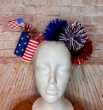 Patriotic Firework Headband - Red, White & Blue 4th of July Headband - USA Independence Day Fascinator