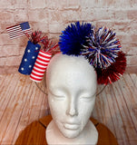 Patriotic Firework Headband - Red, White & Blue 4th of July Headband - USA Independence Day Fascinator