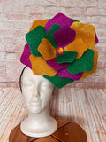 Giant Mardi Gras Flower Headband - Oversized Purple, Green & Gold Statement Fascinator
