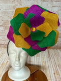 Giant Mardi Gras Flower Headband - Oversized Purple, Green & Gold Statement Fascinator