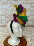 Giant Mardi Gras Flower Headband - Oversized Purple, Green & Gold Statement Fascinator