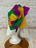 Giant Mardi Gras Flower Headband - Oversized Purple, Green & Gold Statement Fascinator