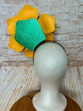 Mardi Gras Flower Headband - 8" Purple, Green & Gold Glitter Statement Fascinator
