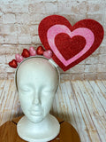 Oversized Glitter Heart Headband - Valentine's Day Statement Fascinator