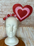 Oversized Glitter Heart Headband - Valentine's Day Statement Fascinator