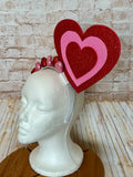 Oversized Glitter Heart Headband - Valentine's Day Statement Fascinator