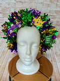 Mardi Gras Tinsel Headband - Purple Green Gold Carnival Headpiece - Lightweight Parade Fascinator – Handmade Festival Hair Accessory