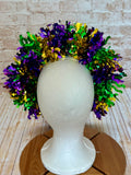 Mardi Gras Tinsel Headband - Purple Green Gold Carnival Headpiece - Lightweight Parade Fascinator – Handmade Festival Hair Accessory