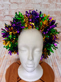 Mardi Gras Tinsel Headband - Purple Green Gold Carnival Headpiece - Lightweight Parade Fascinator – Handmade Festival Hair Accessory