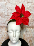 Red Poinsettia Statement Headband | Oversized Christmas Flower Headband | Holiday Hair Accessory