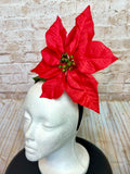 Red Poinsettia Statement Headband | Oversized Christmas Flower Headband | Holiday Hair Accessory