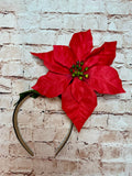 Red Poinsettia Statement Headband | Oversized Christmas Flower Headband | Holiday Hair Accessory