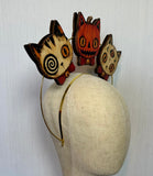 Double-Sided Vintage Halloween Creepy Cat Halo Headband