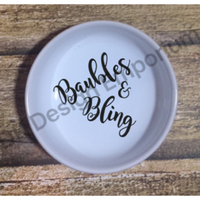 Baubles & Bling Script Ceramic Ring Dish