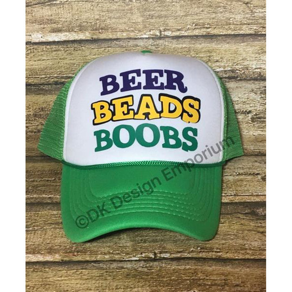 Beer Beads Boobs Mardi Gras Trucker Hat