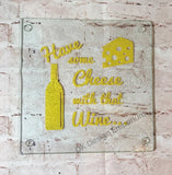 Cheese and Wine Glass Trivet Mini Cutting Board