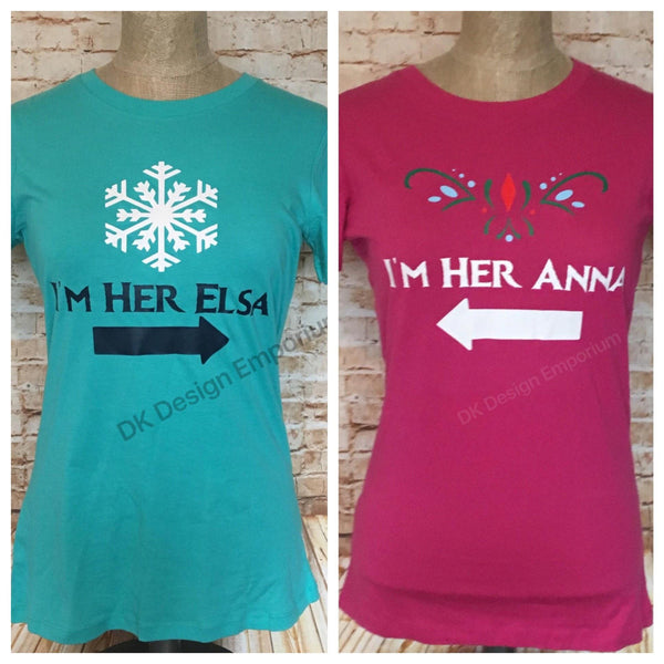 Set of Anna and Elsa Fitted Women's T-Shirts