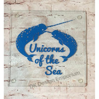 Narwhal Unicorns of the Sea Glass Trivet Mini Cutting Board