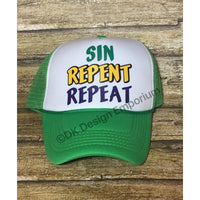 Sin Repent Repeat Mardi Gras Trucker Hat